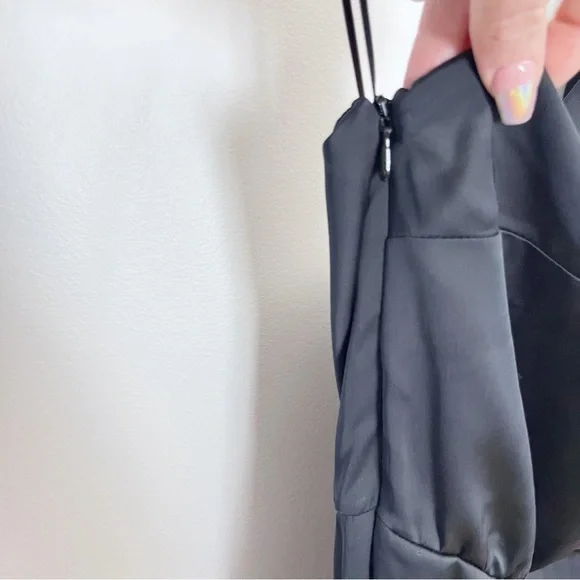 H&M Black Satin Asymmetrical One Shoulder Rhinestone Jeweled Strap Jumpsuit NWT - Picture 8 of 14